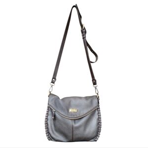 Chala Charming Faux Leather Pewter Crossbody Shoulder Bag